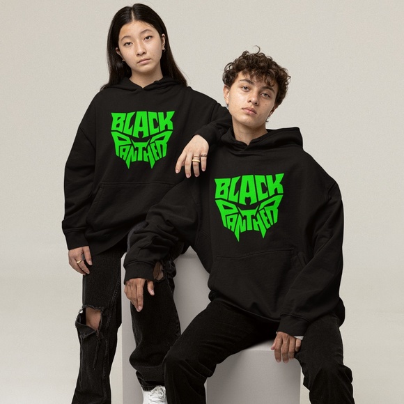 BLACK PANTHER NEEON GREEEN: DESIGN; UNISEX CUSTOM HOODIE - Picture 5 of 7